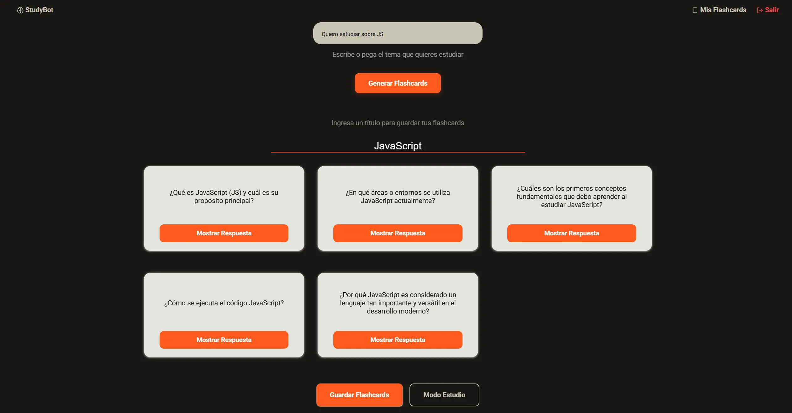 StudyBot Flashcards Active